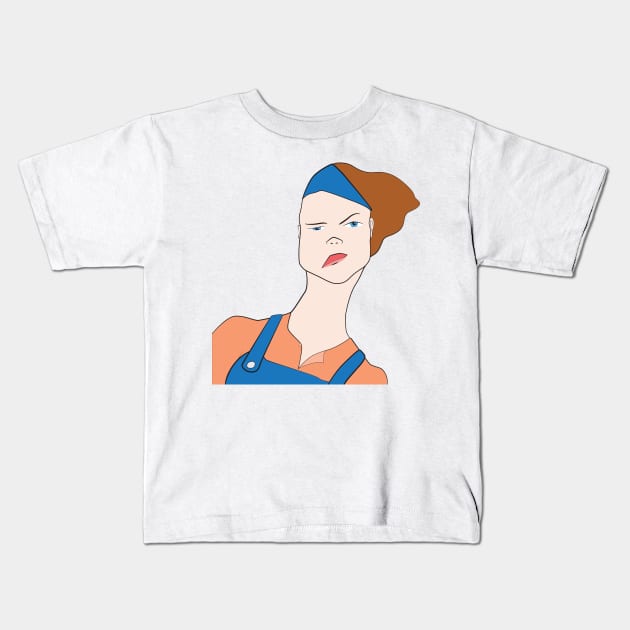 Curious girl in a jumpsuit Kids T-Shirt by diplikaya